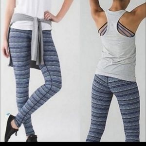 Lululemon Women Wonder Under Space Dye Sapphire Blue Size 8 Full Length Leggings